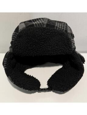Mens Unbranded Plaid Trapper Hat One Size Black